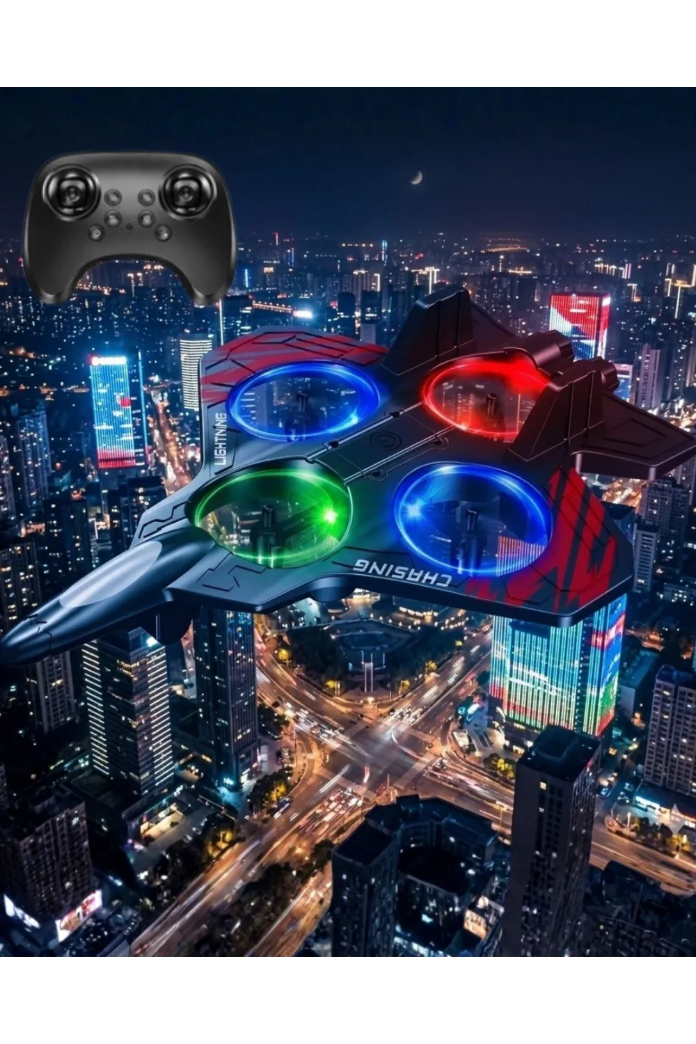 Led Işıklı Oyuncak Drone Fighter Jet Tasarımlı Uzaktan Kumandalı Uçak