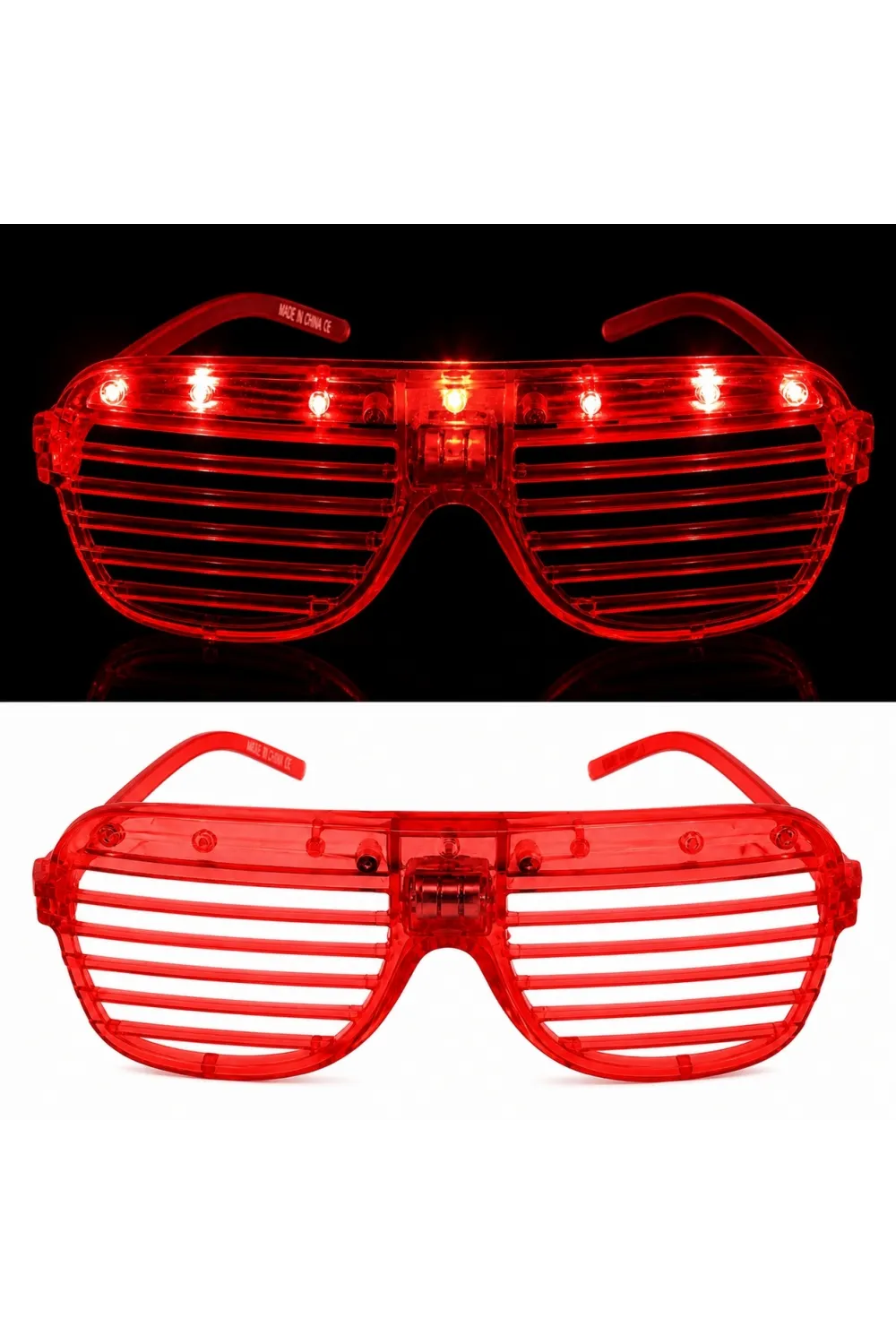 LED Işıklı Panjur Parti Gözlüğü Kırmızı Renk Shutter Gözlük