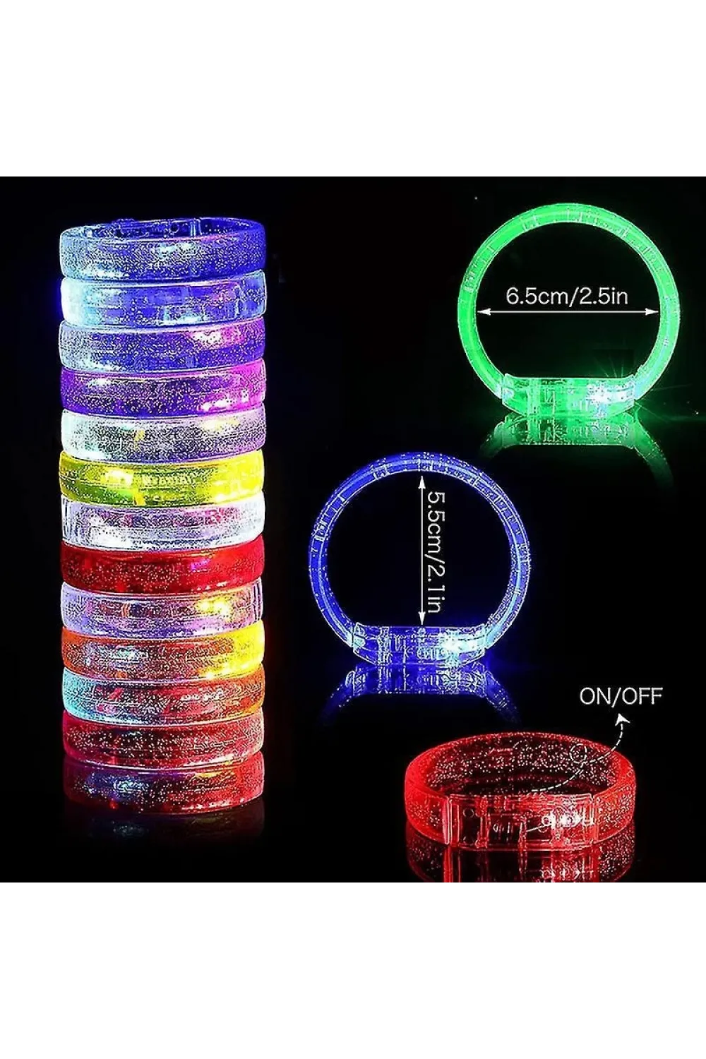 Led Işıklı Pilli Işıklı Rengarenk Kalın Bileklik Işıklı Bilezik Karışık Renk 1 Adet