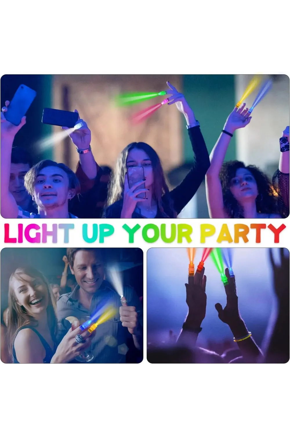 Led Işıklı Renkli Püsküllü Parmak Işığı 4 Renk 4 Adet
