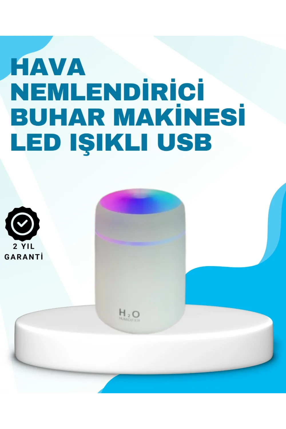 Led Işıklı Sessiz Masaüstü Nemlendirici – 3 Buhar Modu