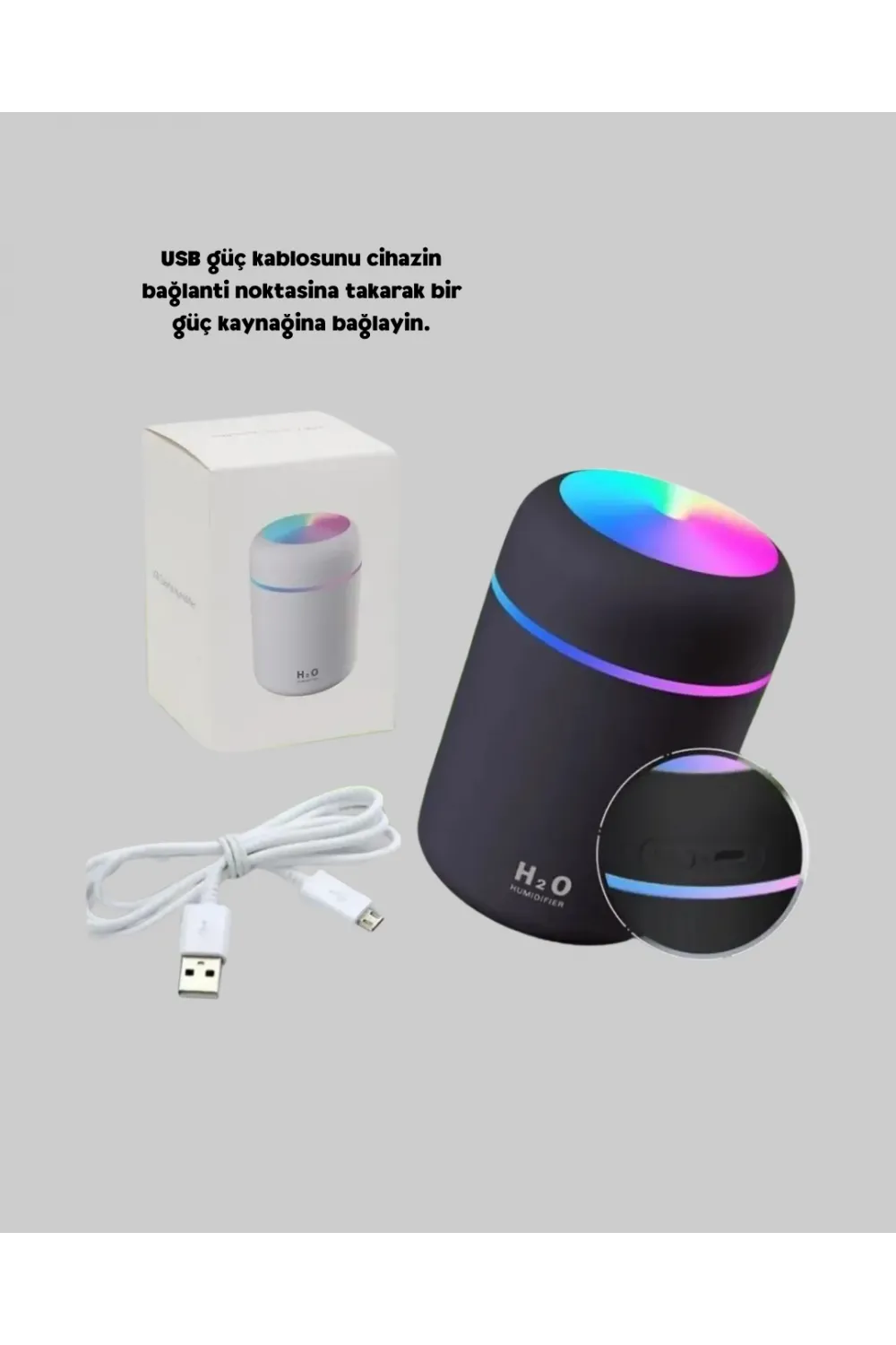 Led Işıklı Usb Nemlendirici – Sürekli Ve Aralıklı Püskürtme Modu
