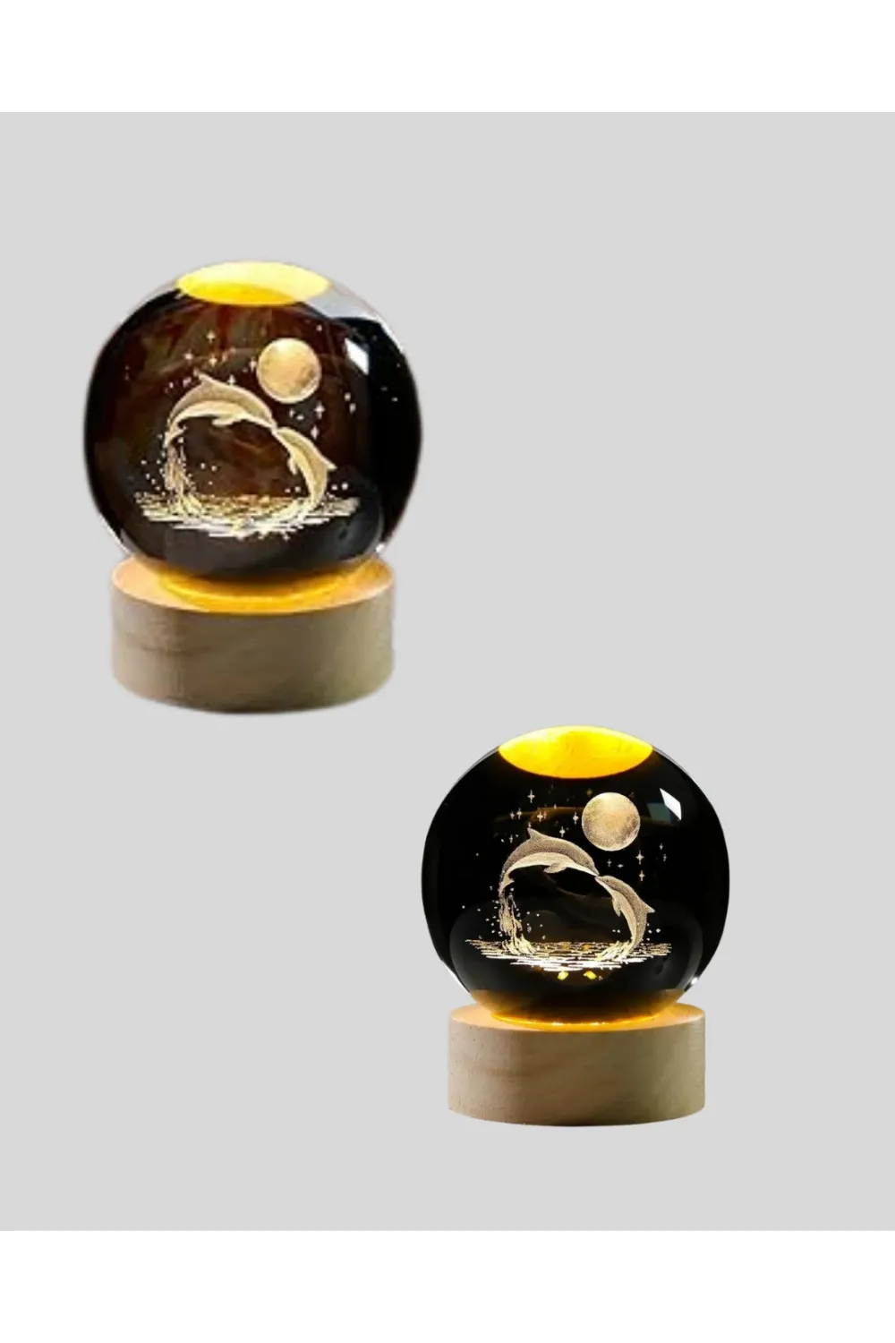 Led Işıklı Yunus Küre Ahşap Standlı Modern Dekoratif Aksesuar