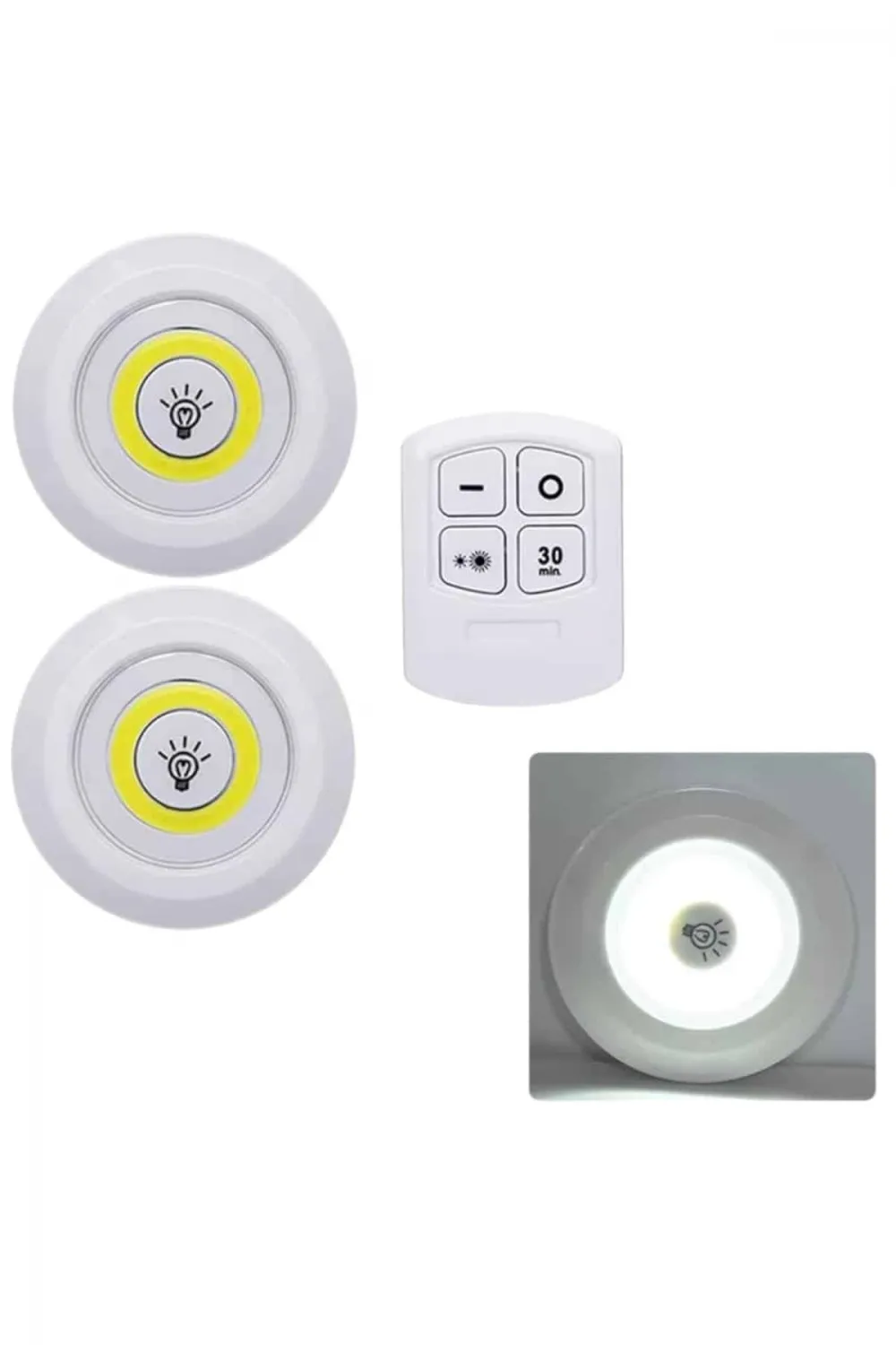 Led Lamba 3lü Uzaktan Kumandalı Yapışkanlı