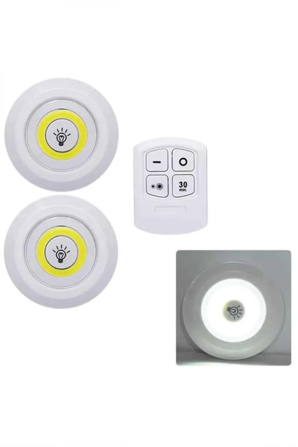 Led Lamba 3lü Uzaktan Kumandalı Yapışkanlı