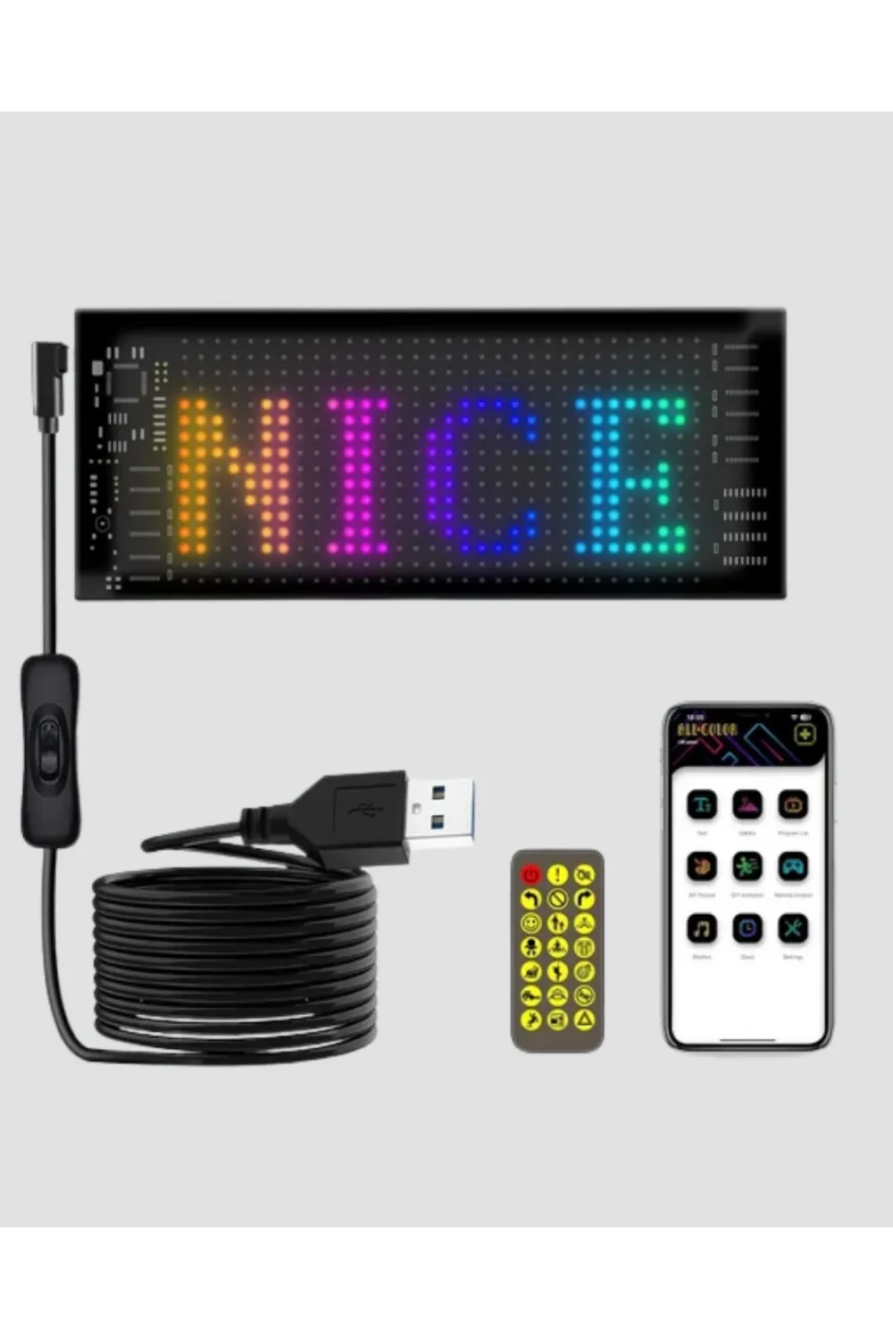 Led Matrix Piksel Panel Işığı Usb Uygulama Kontrollü Kaydırmalı Yazı Ekranı