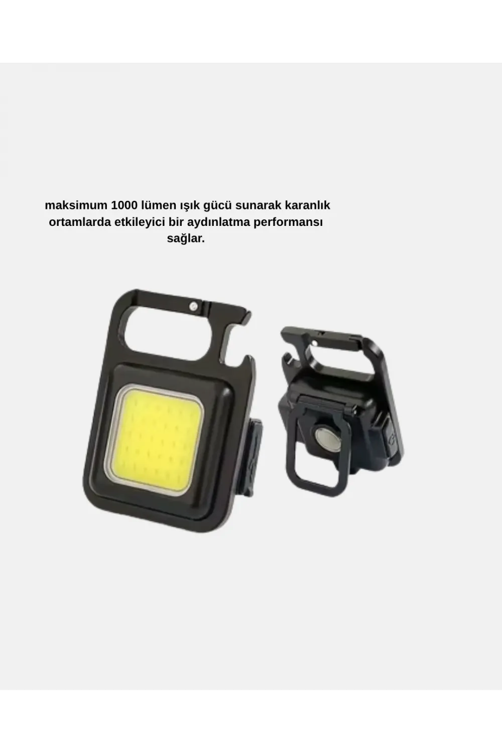 Led Mini Anahtarlık Fener – 1000 Lümen Güçlü Işık Ve Usb Type-c Şarjlı