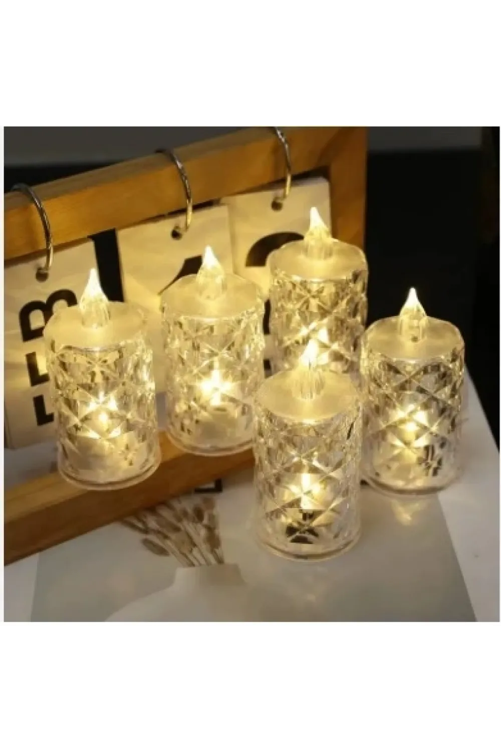 Led Mum Şeffaf Kristal Led Mum Pilli Alevsiz Çay Mumu Düğün Doğum Günü Ortam Işığı Mini