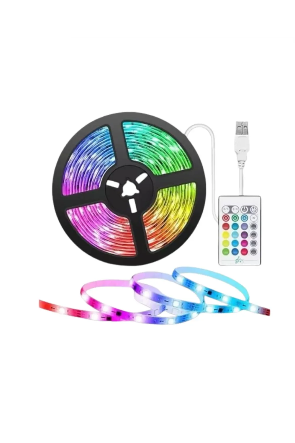 Led Strip Rgb 5 Metre Çok Renkli Kumandalı Şerit Led Işık Seti