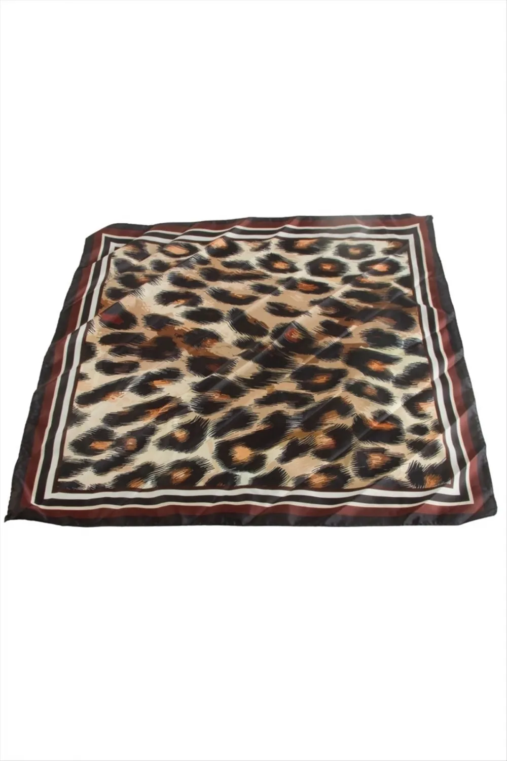 Leopar Desenli Saten Fular 50*50 cm