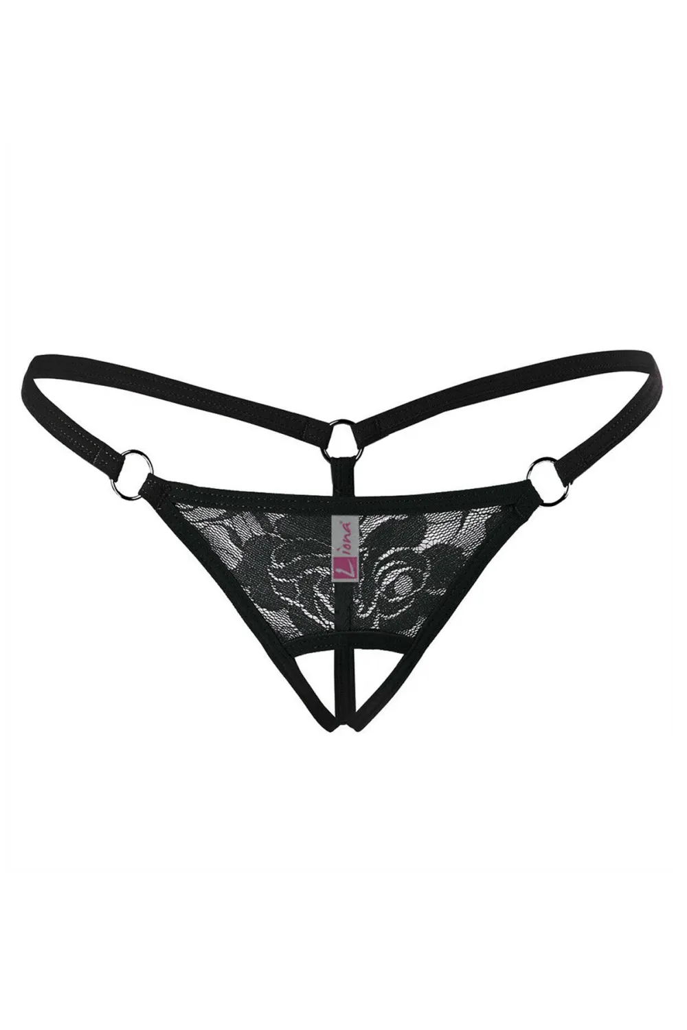Liona Ağı Açık Siyah Dantelli Fantezi İç Çamaşırı G String