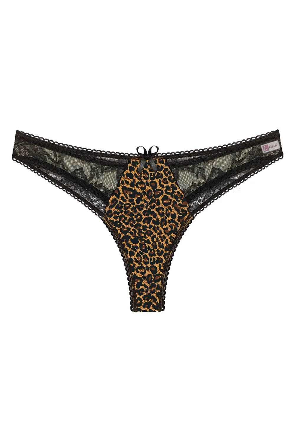 Liona Leopar Desenli Dantelli Fantezi G String Külot