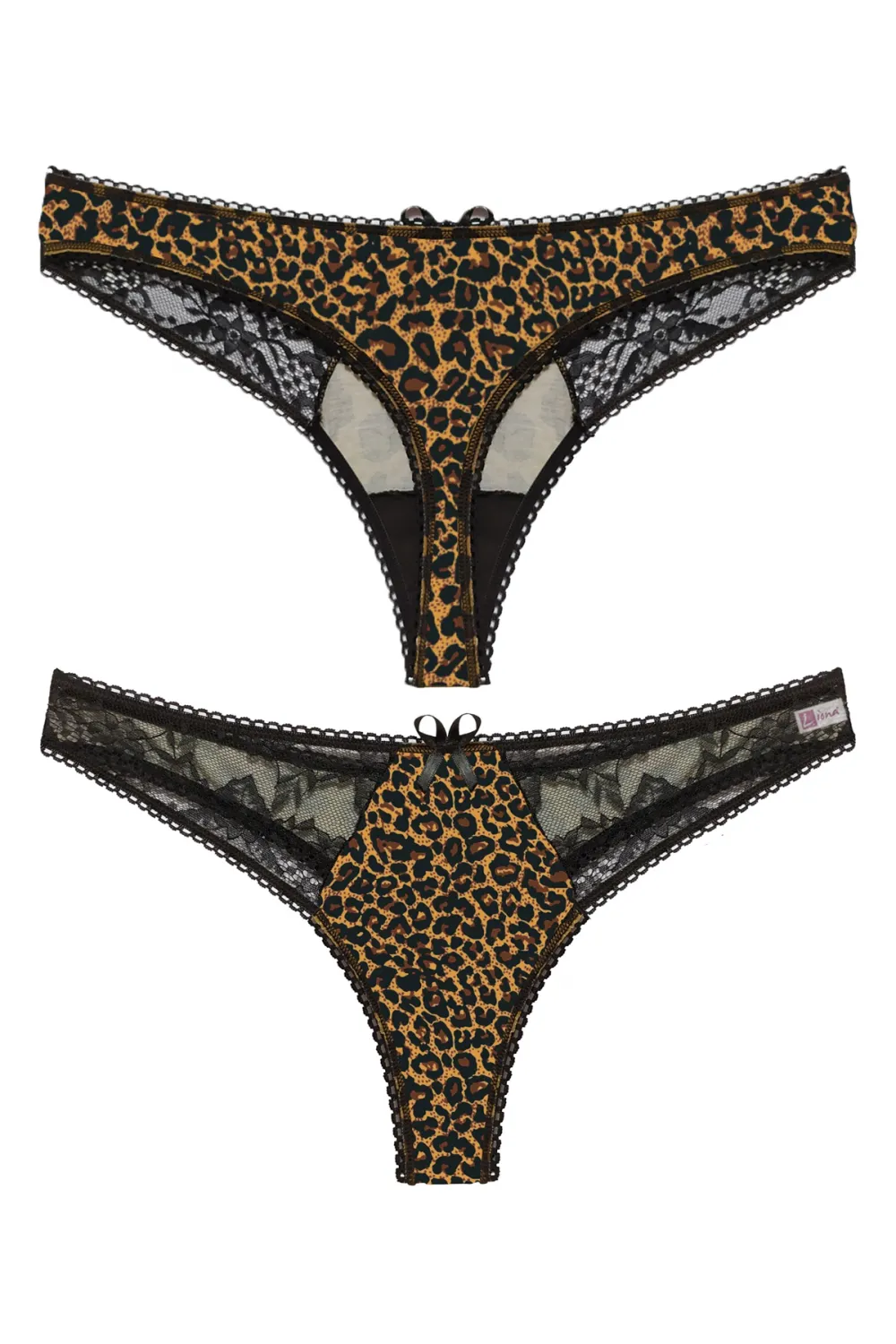 Liona Leopar Desenli Dantelli Fantezi G String Külot