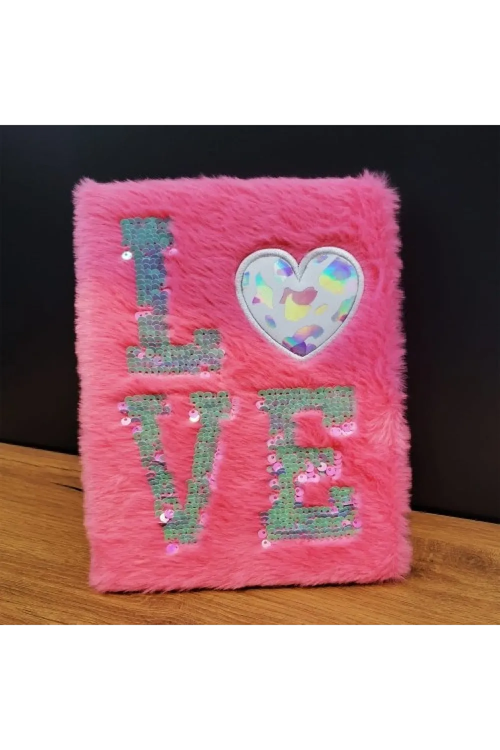 Love Tasarımlı Peluş Kapaklı Defter Hediyelik