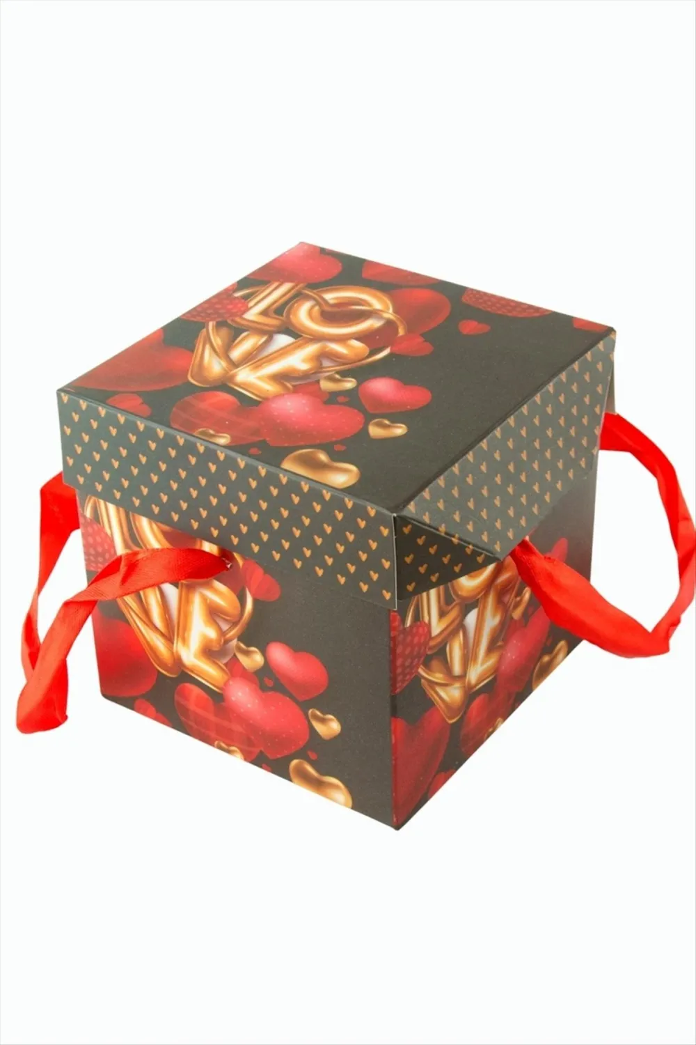 Love Yazılı Simli Kare Hediyelik Kutu 22 cm