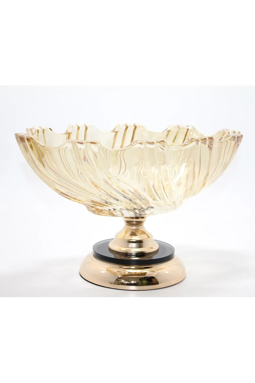 Lüks Ayaklı Kristal Cam Gondol Sunumluk Gold Detaylı