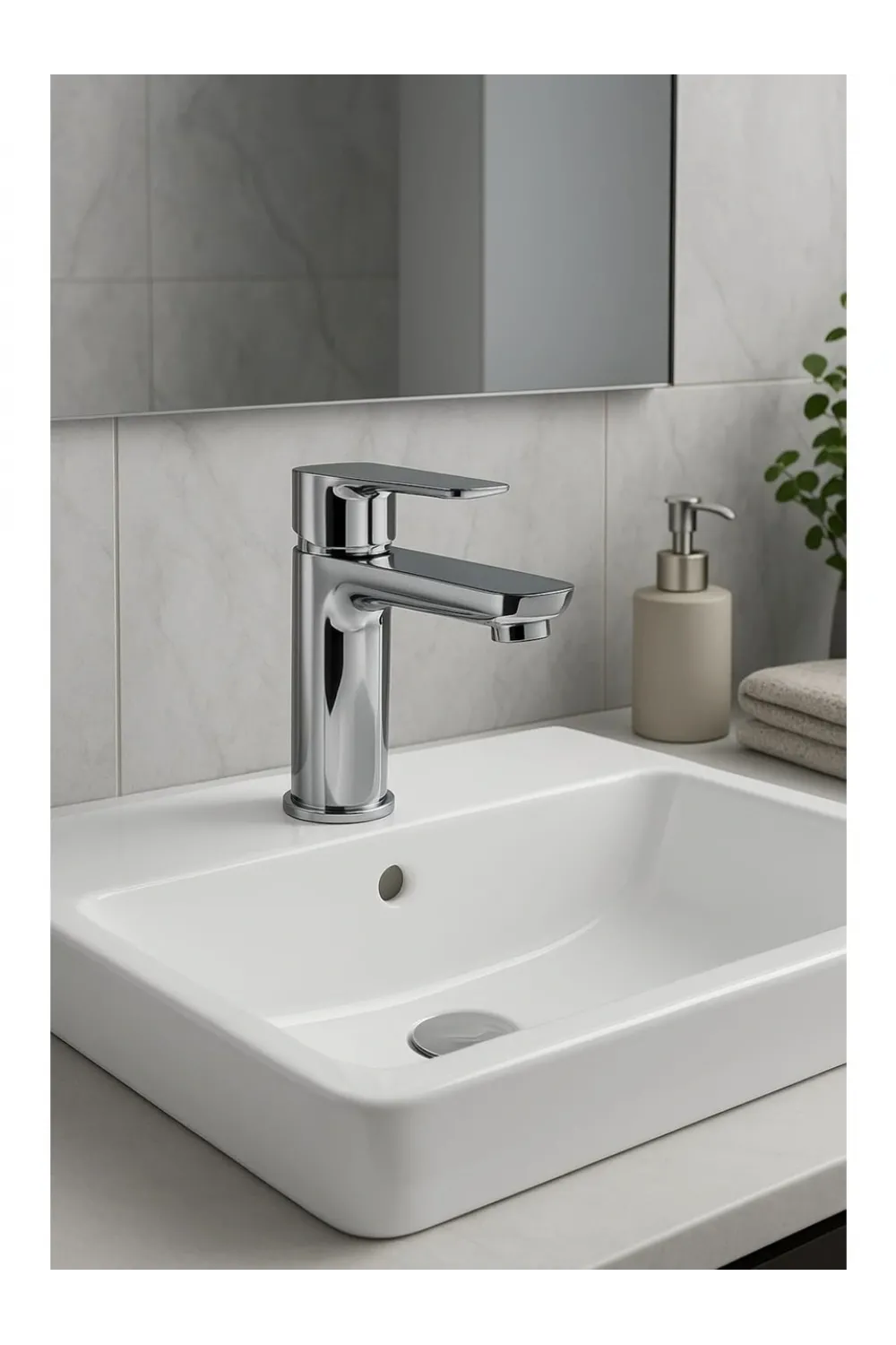 Lüks Sabit Lavabo Bataryası Tek Kollu Musluk – Su Tasarruflu Banyo & Mutfak Uyumlu