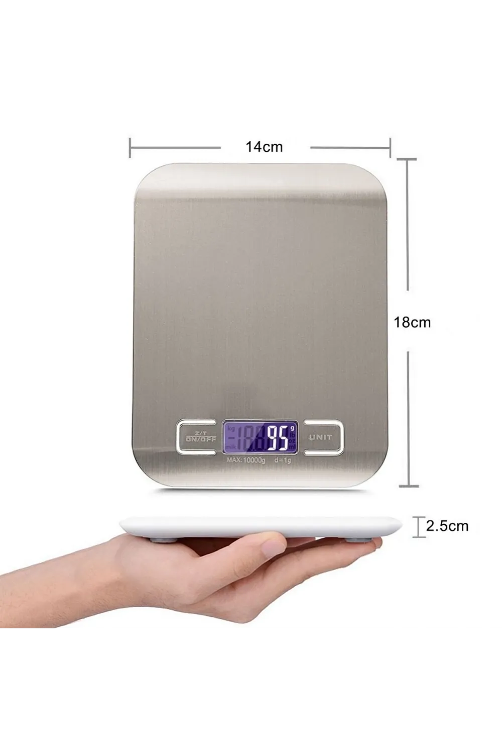 Lüx Dijital Mutfak Terazisi 5 Kg 1 Gr Hassas Paslanmaz Çelik + Pil