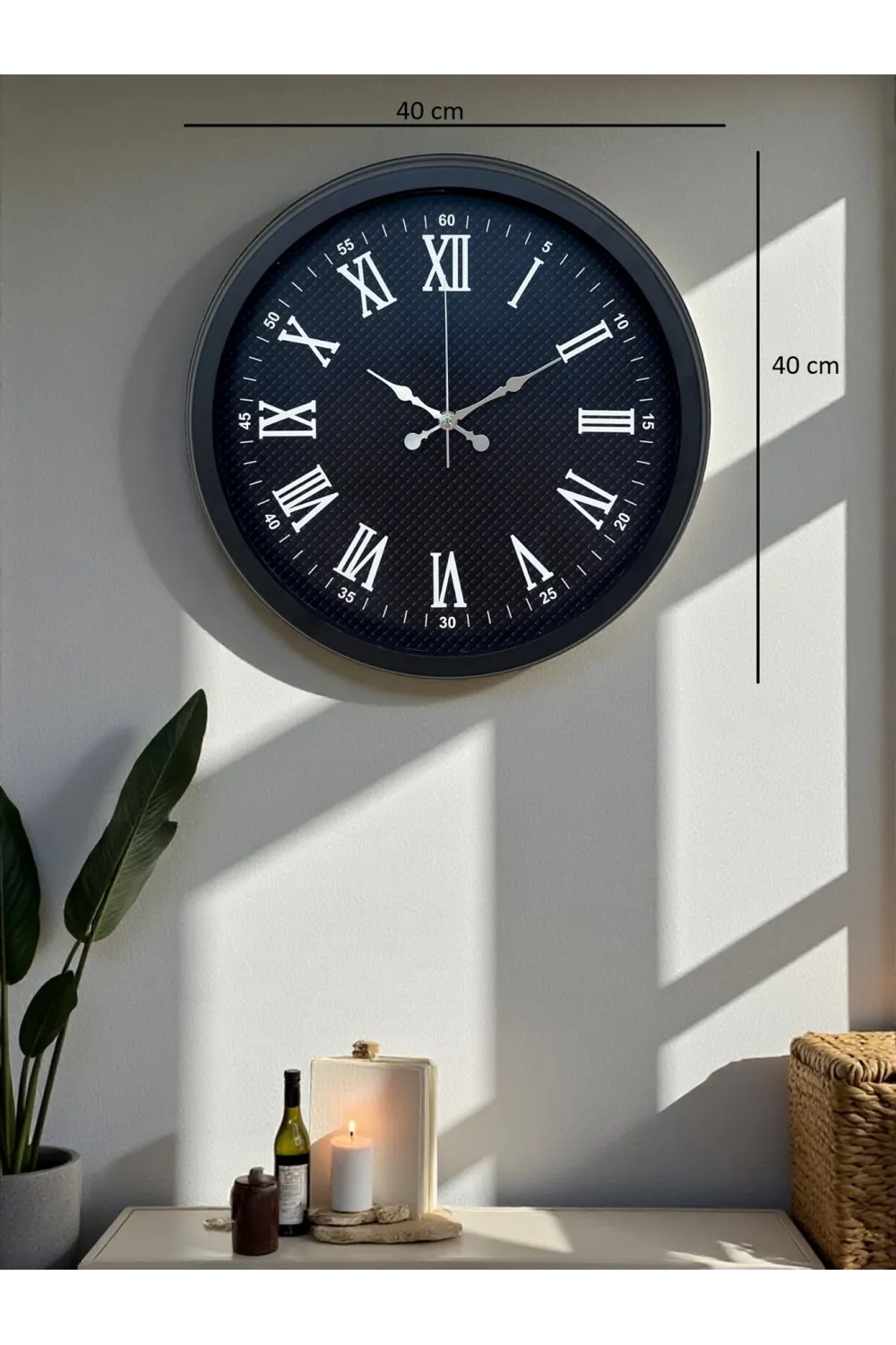 Luxury Black 40 Cm Metal Duvar Saati