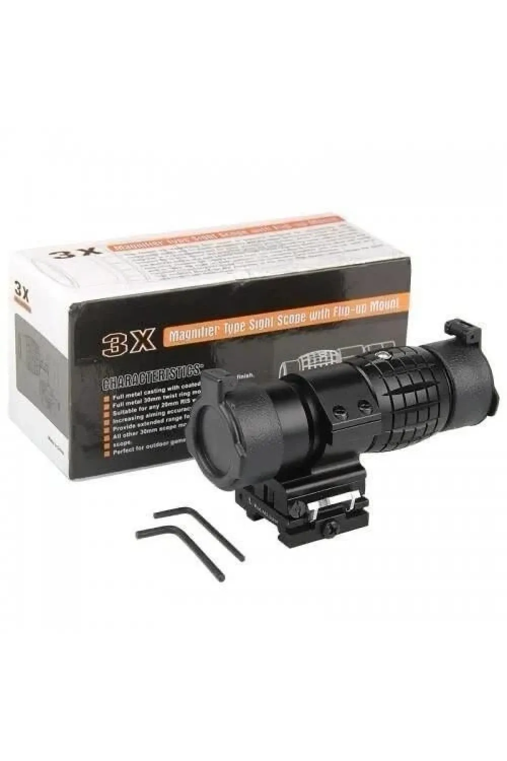 Magnifier 3x Yakınlaştırmalı Dürbün  22mm Ray Uyumlu, Katlanır Yaylı Ayaklı