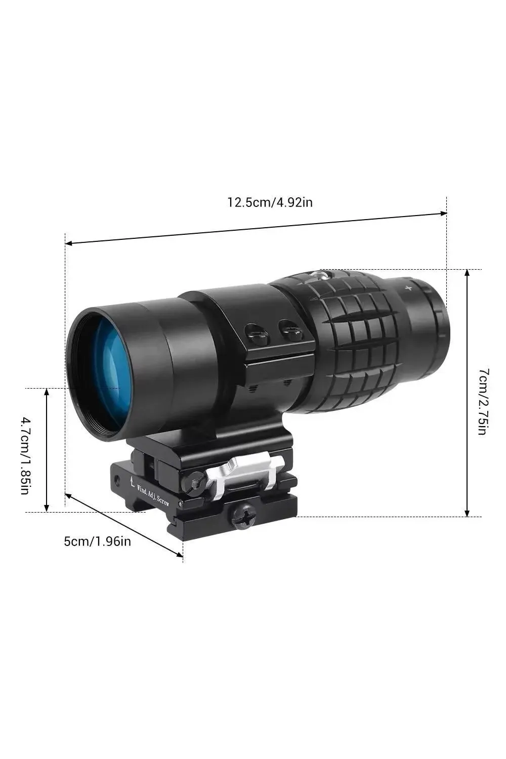 Magnifier 3x Yakınlaştırmalı Dürbün  22mm Ray Uyumlu, Katlanır Yaylı Ayaklı
