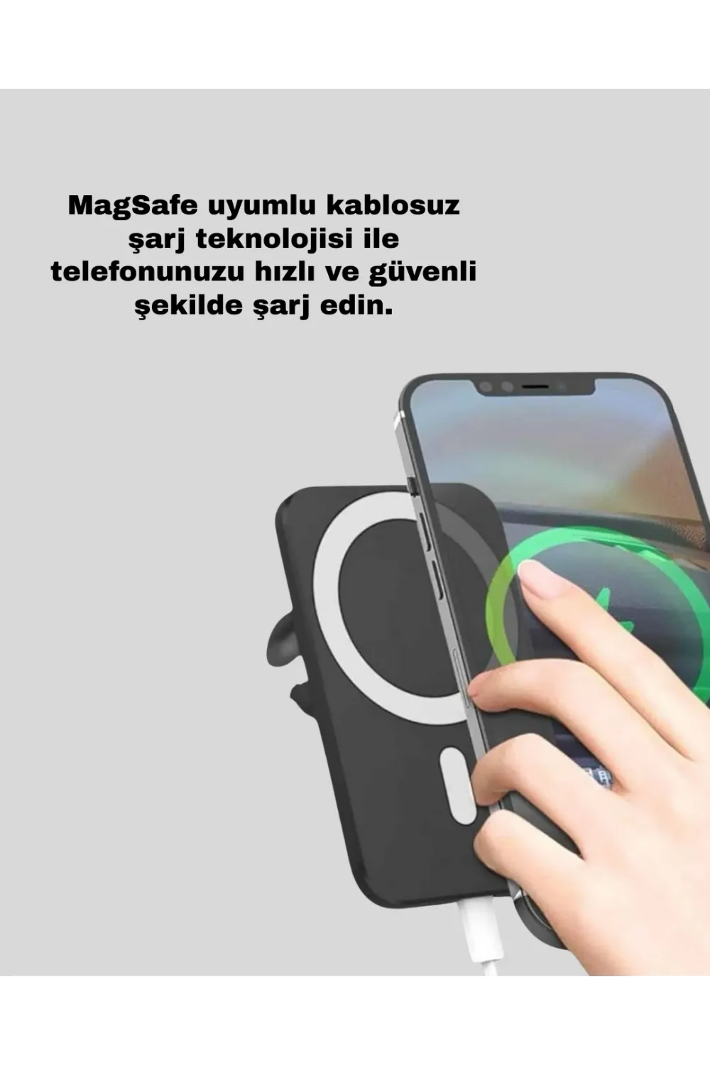 Magsafe Araç Telefon Tutucu 15w Hızlı Şarj Type-c Girişli