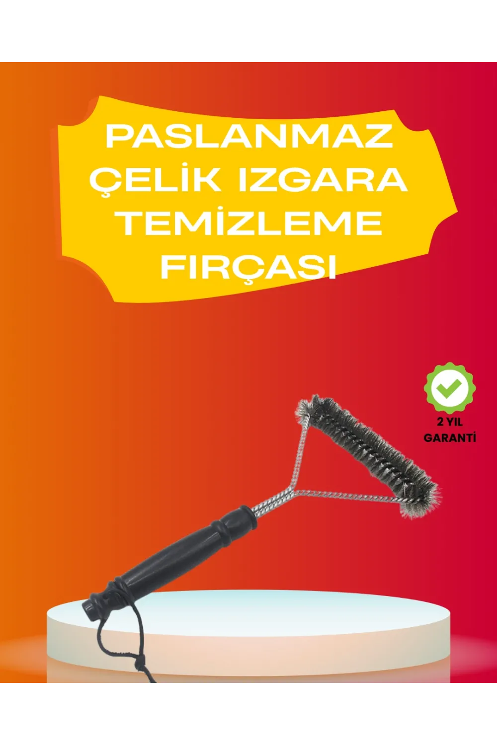 Mangal Izgara Temizleme Fırçası Pas Tutmaz Çelik Telli