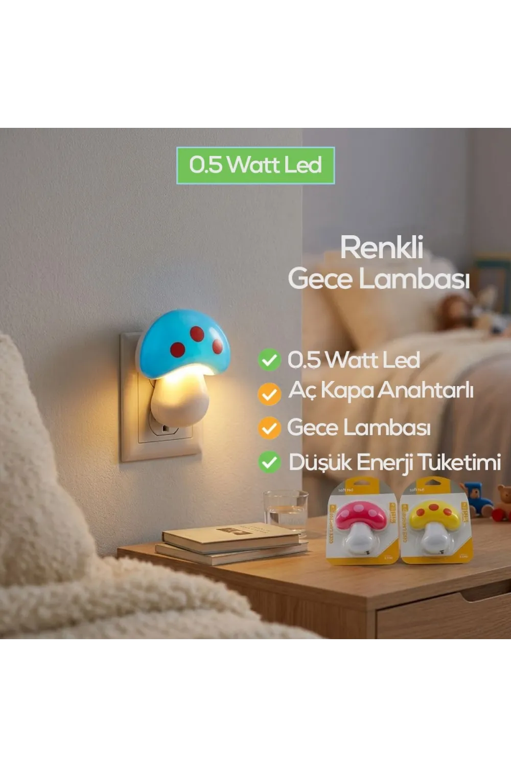 Mantar LED Gece Lambası