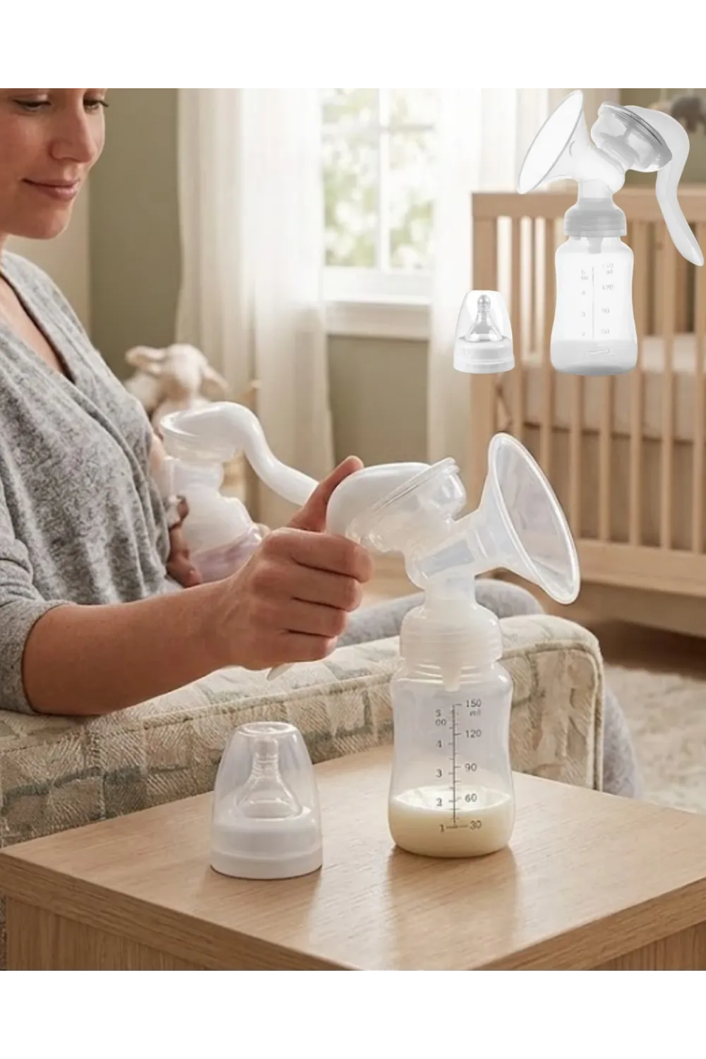 Manuel Göğüs Pompası Masaj Özellikli Bpa İçermez Taşınabilir 180 Ml