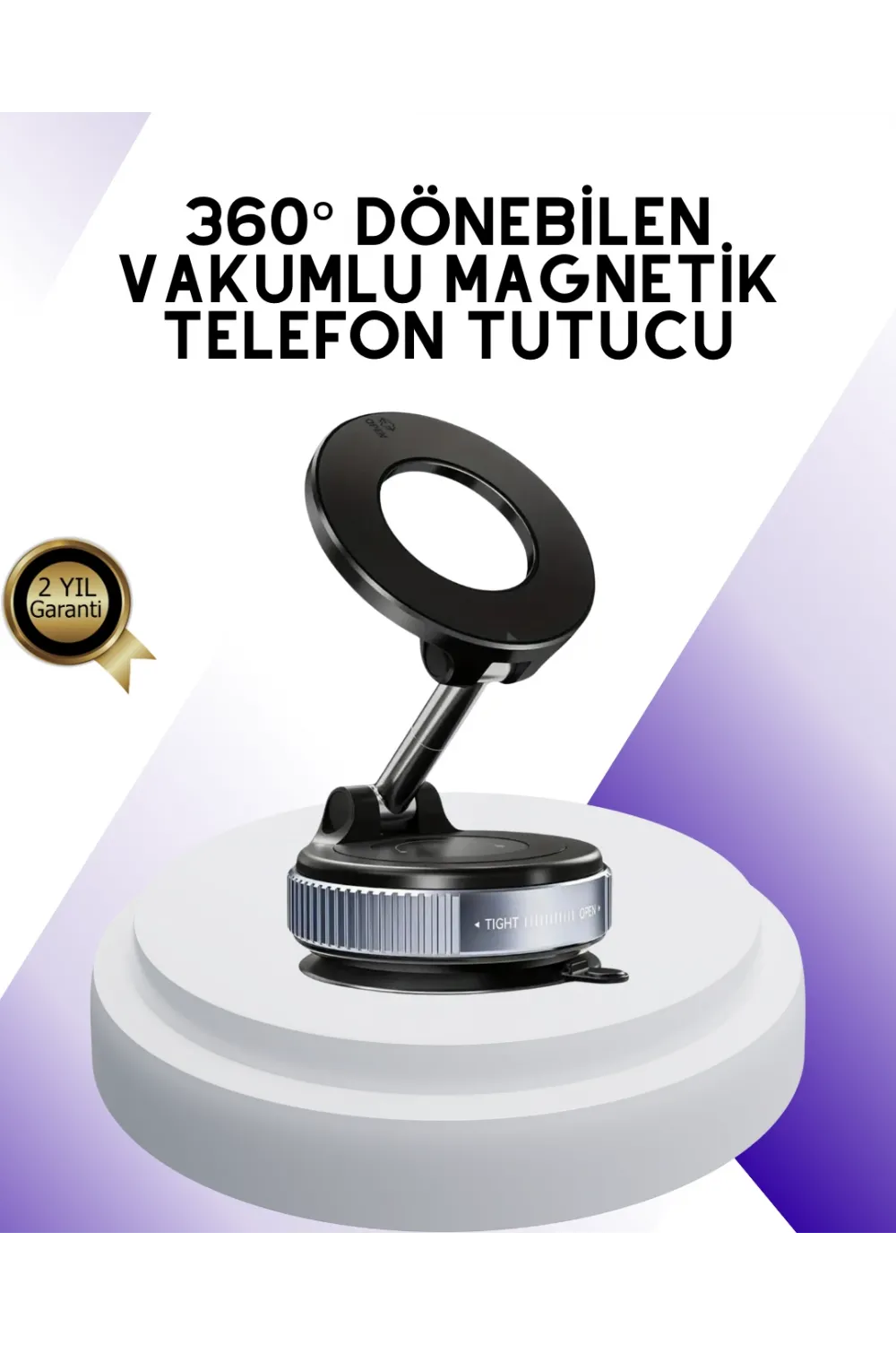 Manyetik Araç Telefon Tutucu 360 Derece Dönebilen Vakumlu Stand