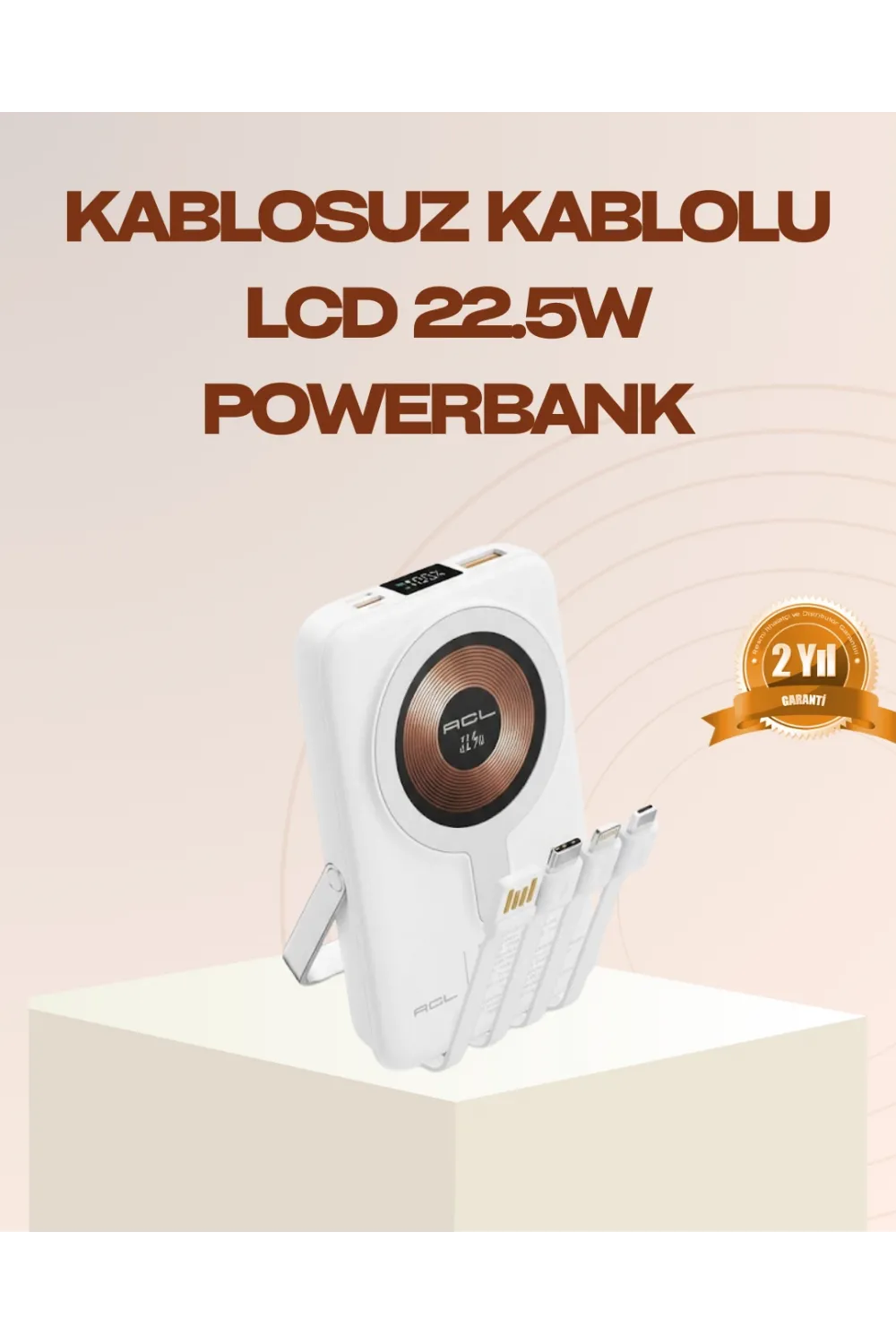 Manyetik Kablosuz Powerbank 22.5w Hızlı Şarj Lcd Ekranlı