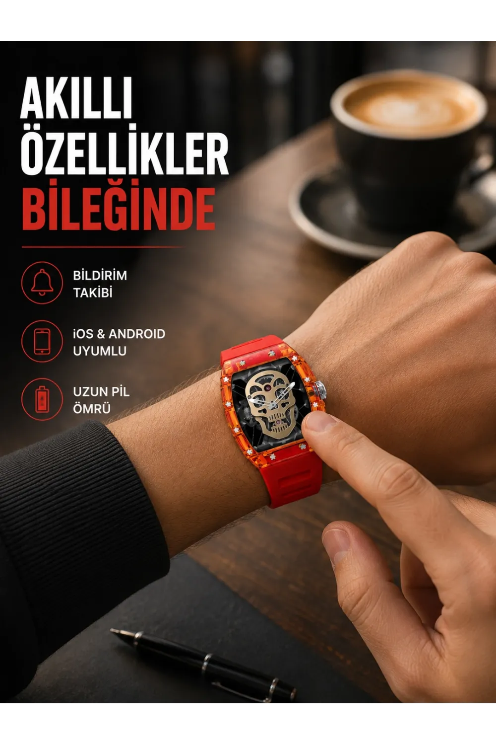 Manyetik Şarjlı Akıllı Saat İos Android Uyumlu Yeni Nesil