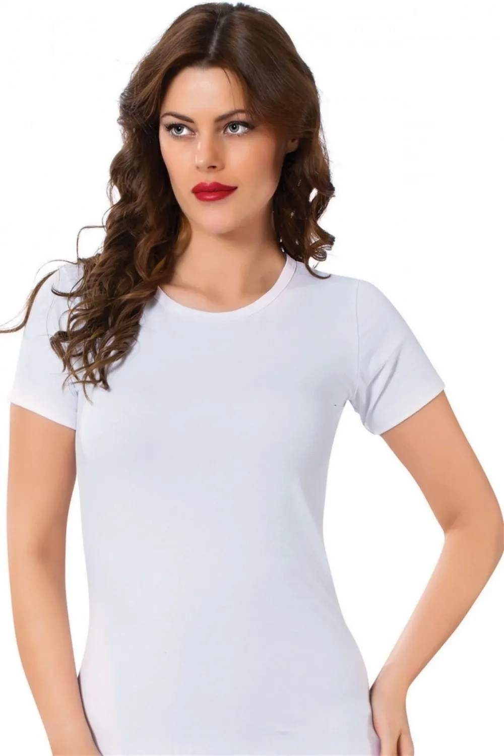  Bayan Kısa Kol Body Beyaz
