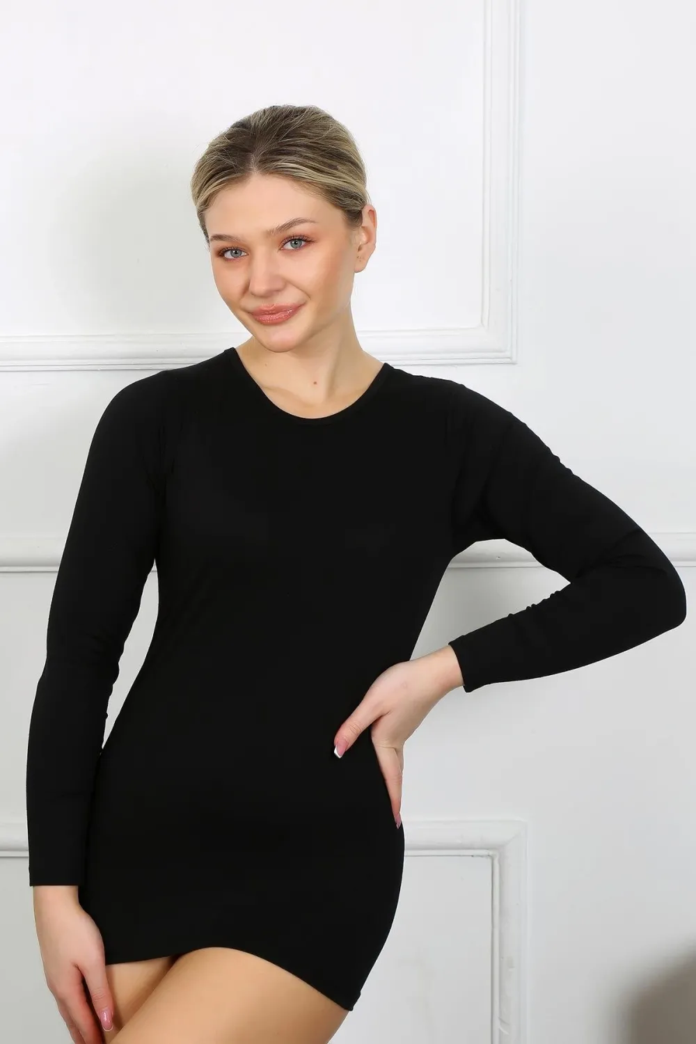  Bayan Uzun Kol Body Siyah
