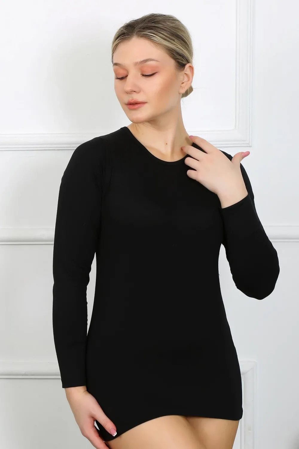  Bayan Uzun Kol Body Siyah