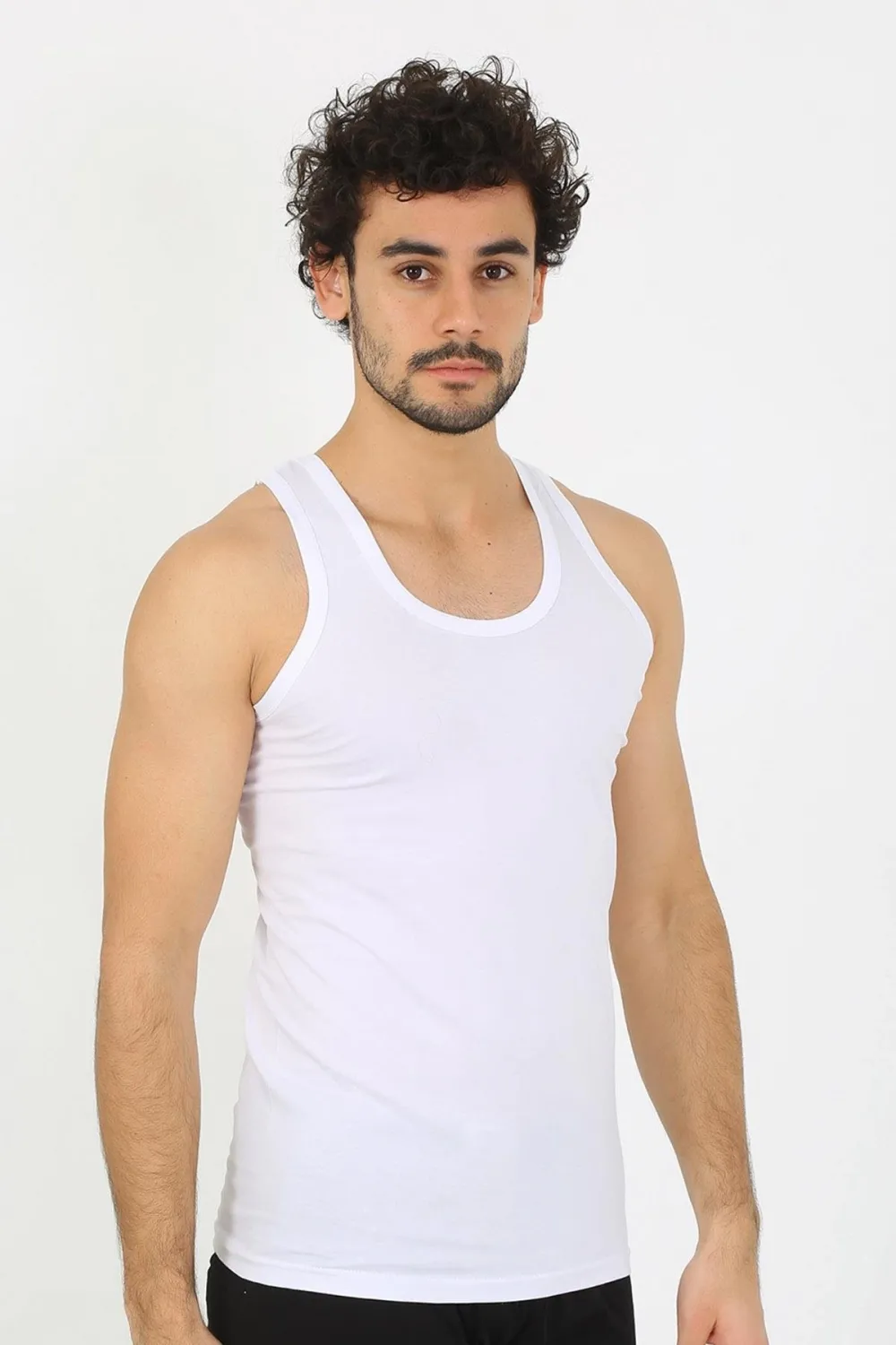  Erkek Beyaz Ribana Atlet