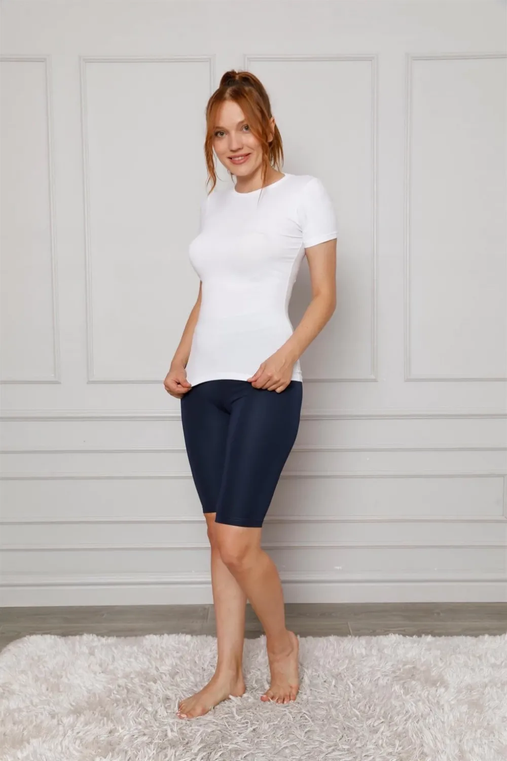  Microfiber Diz Üstü Tayt Lacivert