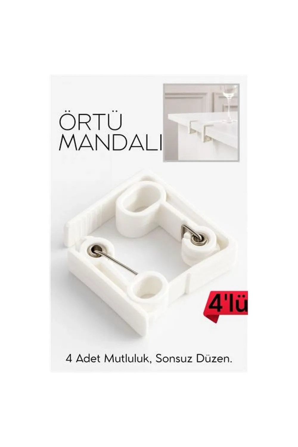 Masa Örtüsü Mandalı Kavisli Plastik 4lü Yaylı Klips 717060