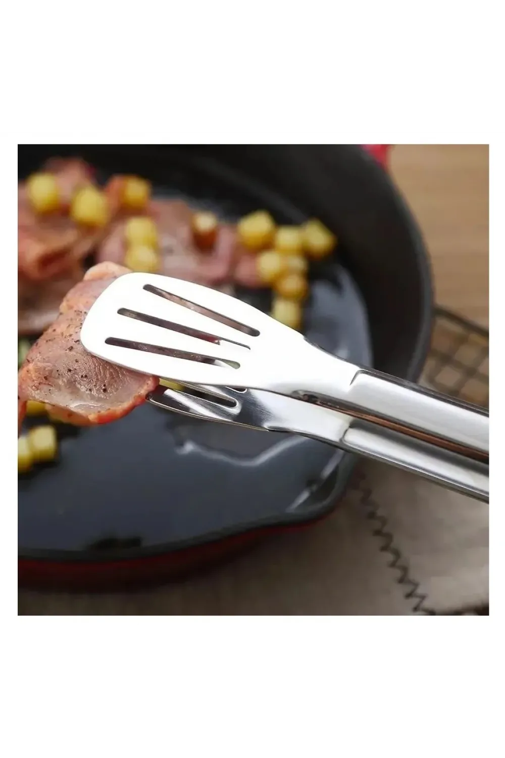 Maşa Paslanmaz Barbekü Maşası - 25 Cm Mutfak Ekmek Maşası