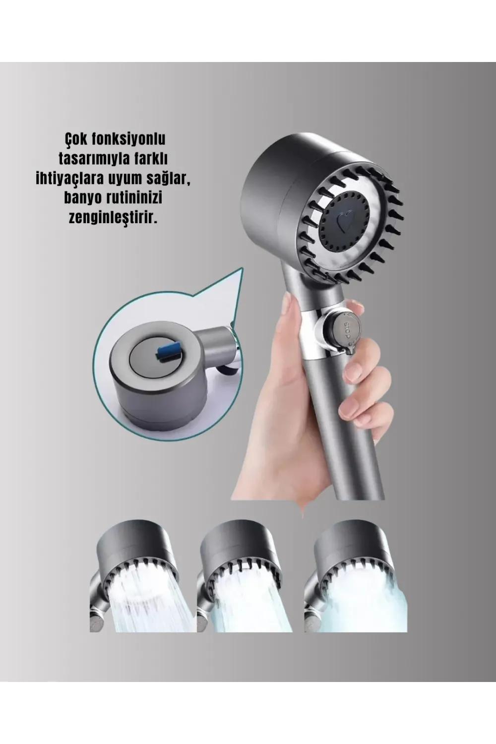Masaj Fonksiyonlu Filtreli Duş Başlığı Dayanıklı Yapı