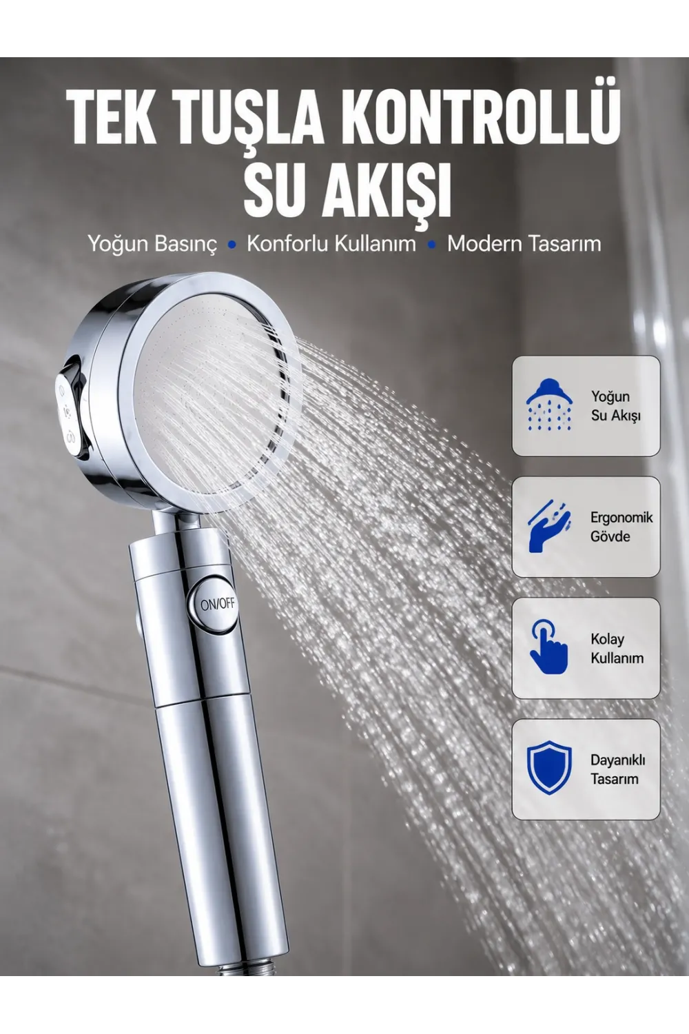 Masaj Ve Yağmur Modlu Su Tasarruflu Duş Başlığı