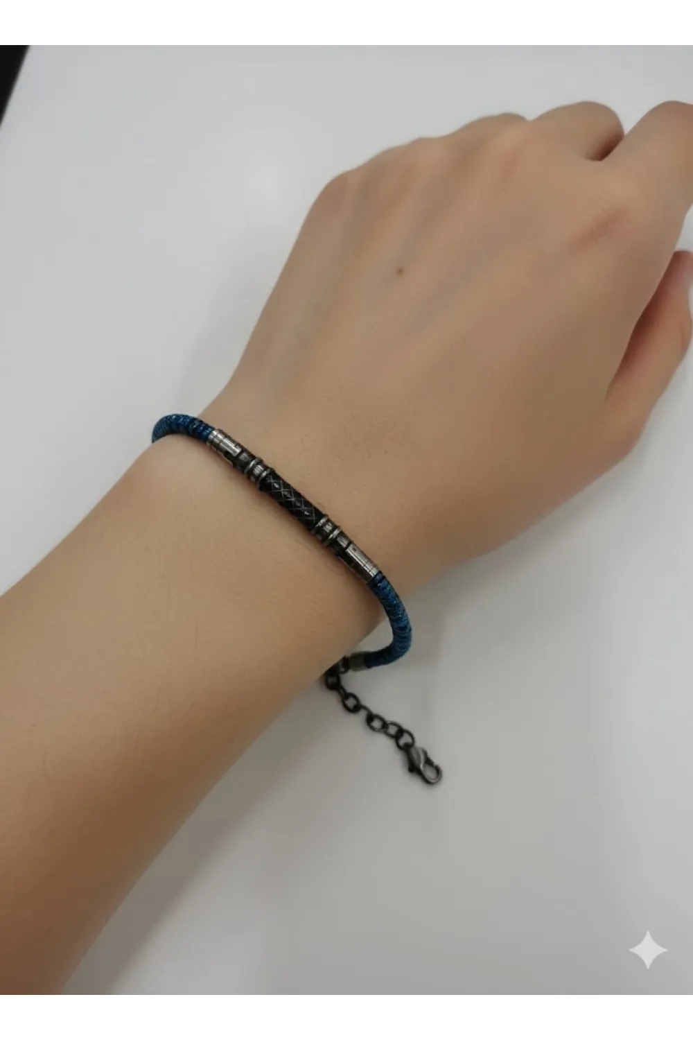 Mavi Çelik  Erkek Çelik Bileklik Boy 18+3 Cm / En 0.4 Mm  - Ebl0035
