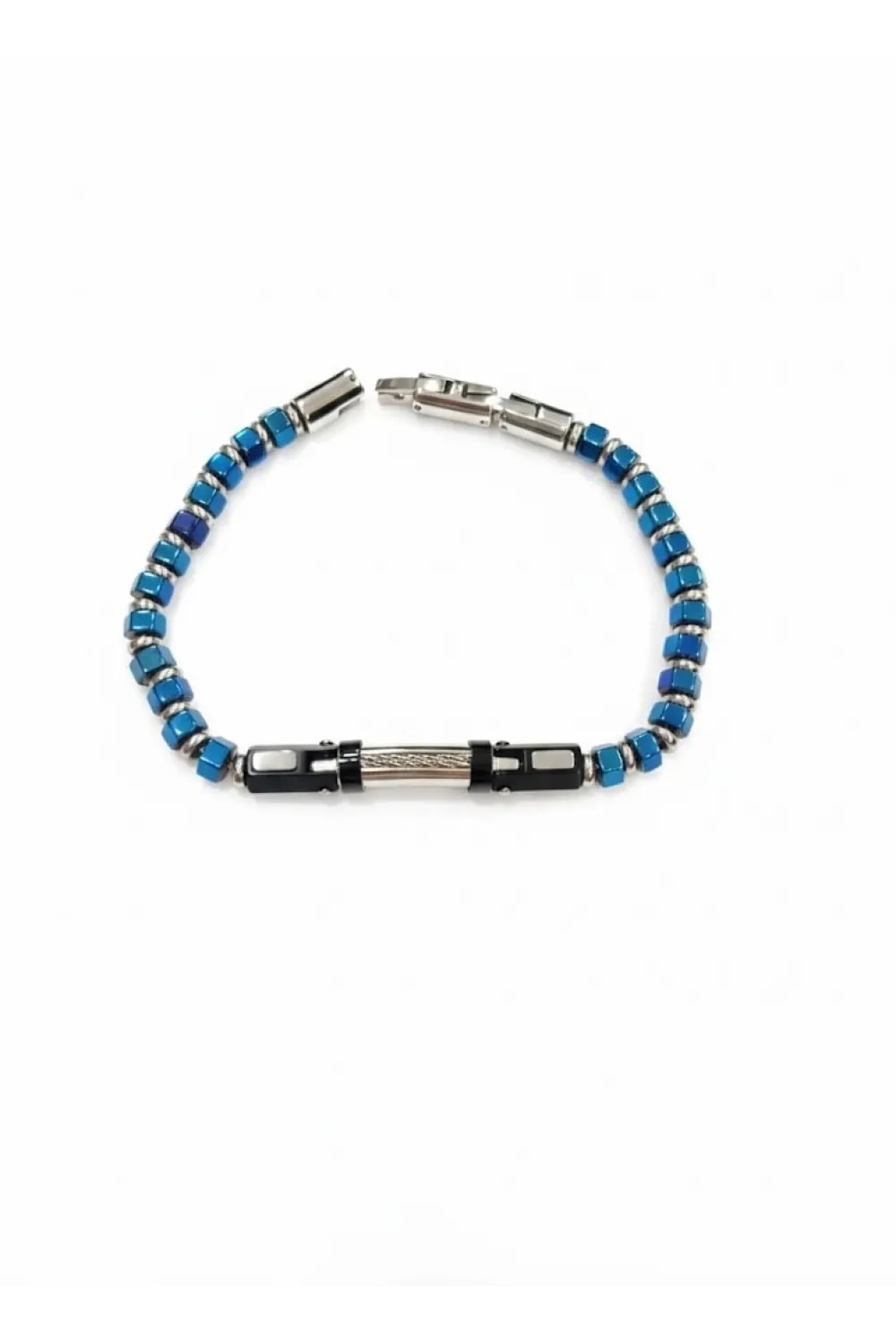 Mavi Çelik  Erkek Çelik Bileklik Boy 20.5 Cm / En 0.6 Cm  - Ebl0029