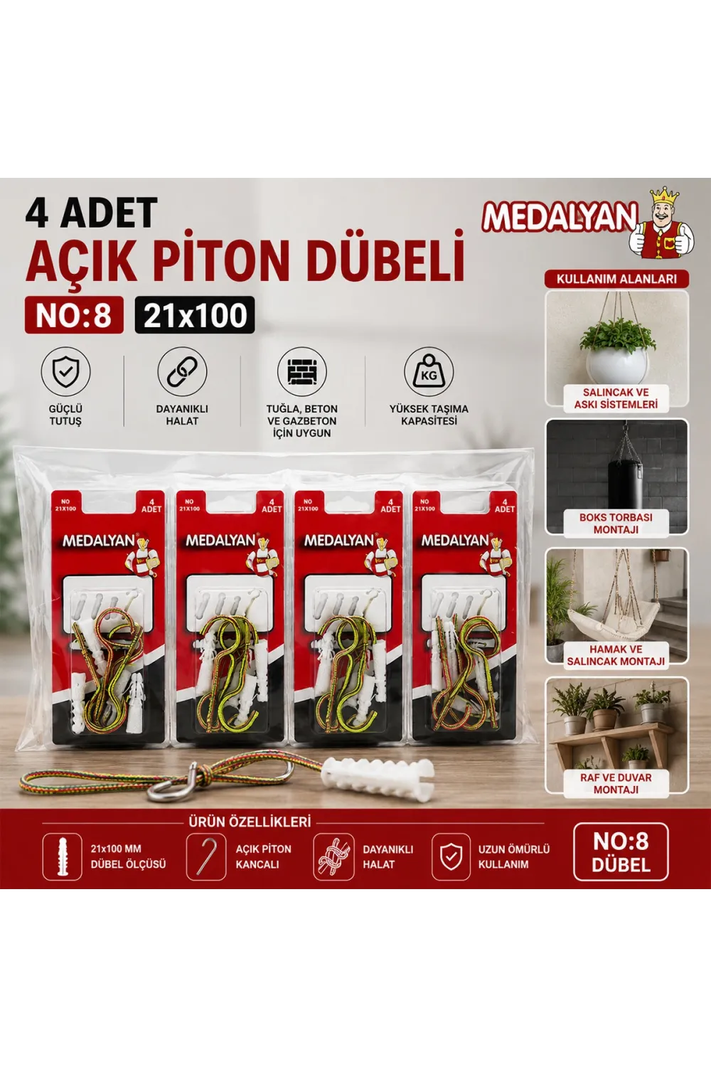 21x100 4 Pcs Açık Piton Dübelli IEGWAU7