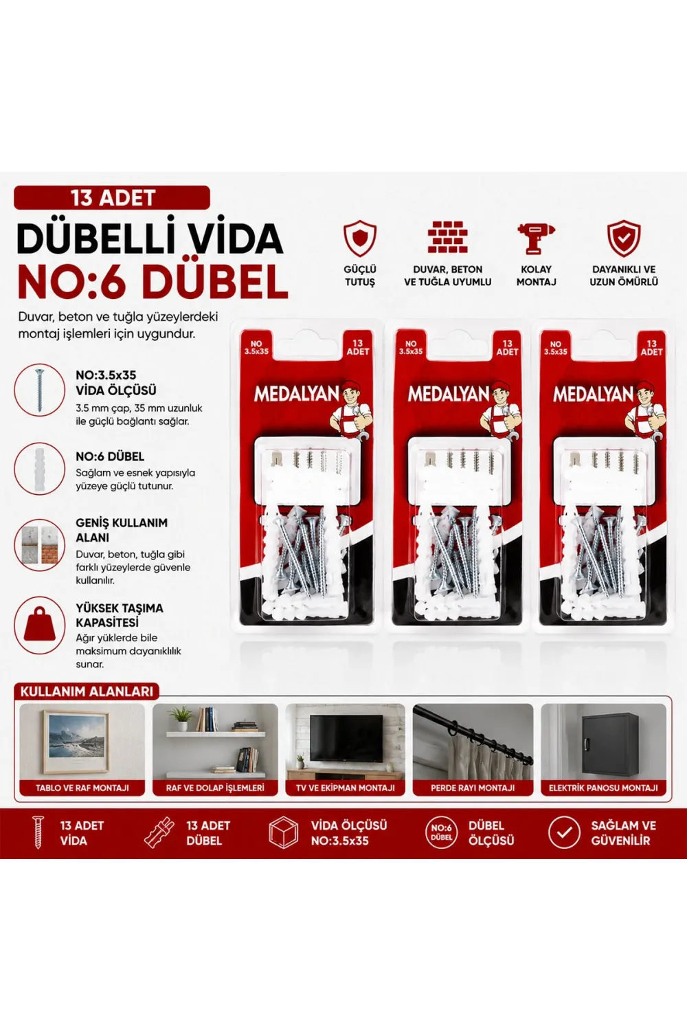 3.5x35 13 Pcs Dübelli Vida IEGF8DD
