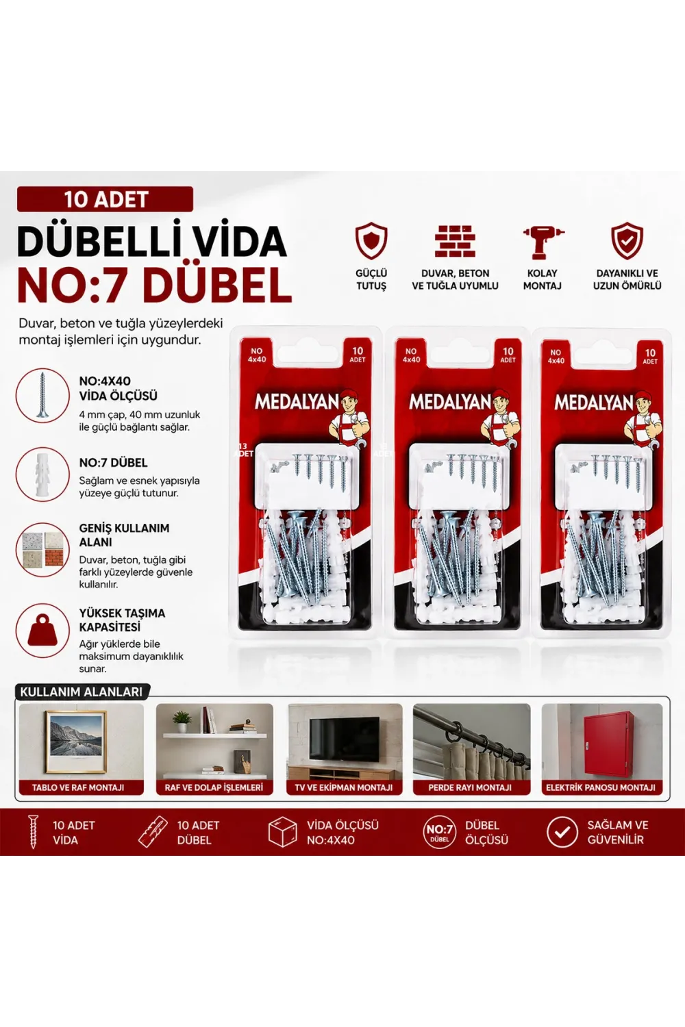 4x40 10 Pcs Dübelli Vida IEG6DO7