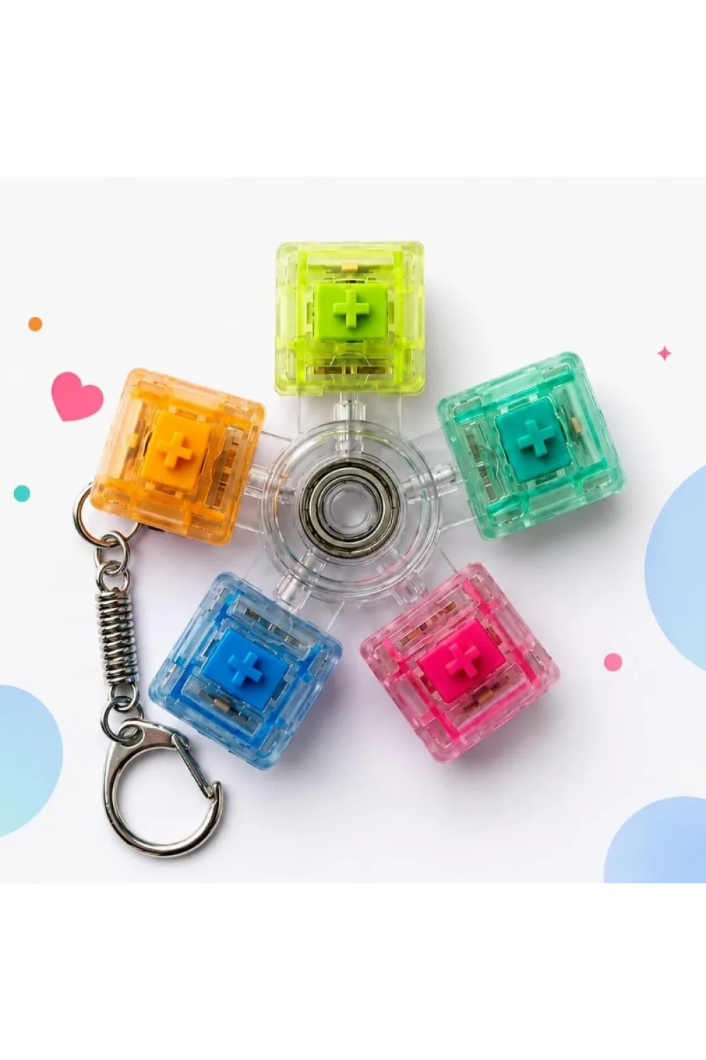 Mekanik Switch Klavye Stres Çarkı - Renkli Tuşlu Fidget Oyuncak