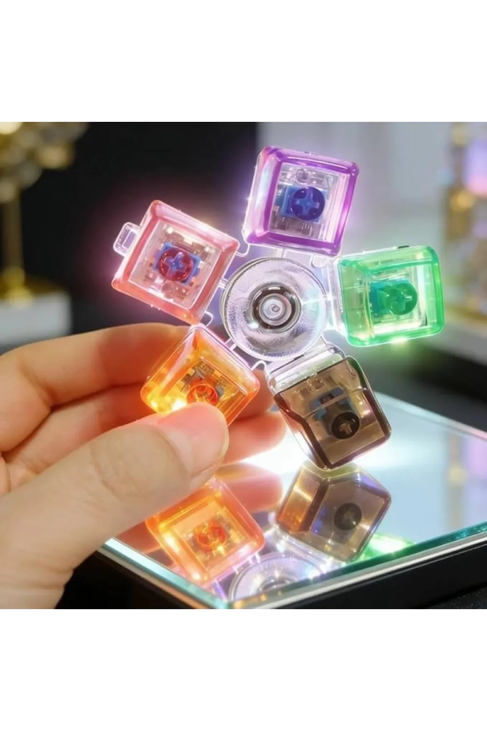 Mekanik Switch Klavye Stres Çarkı - Renkli Tuşlu Fidget Oyuncak