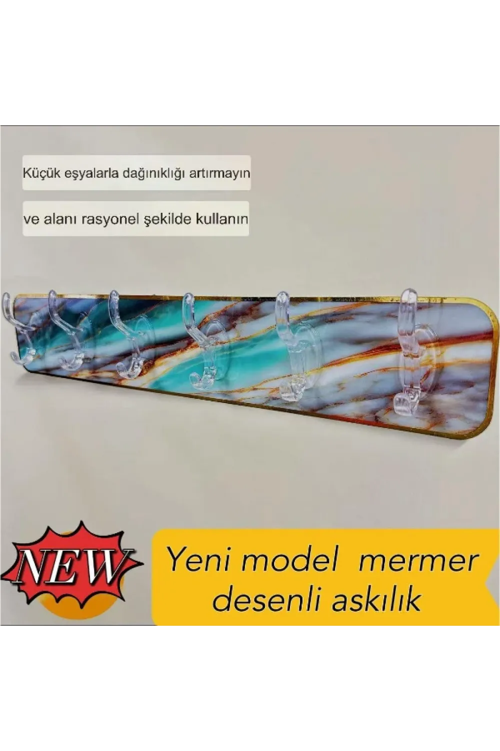 Mermer Desenli Yapışkanlı Askılık