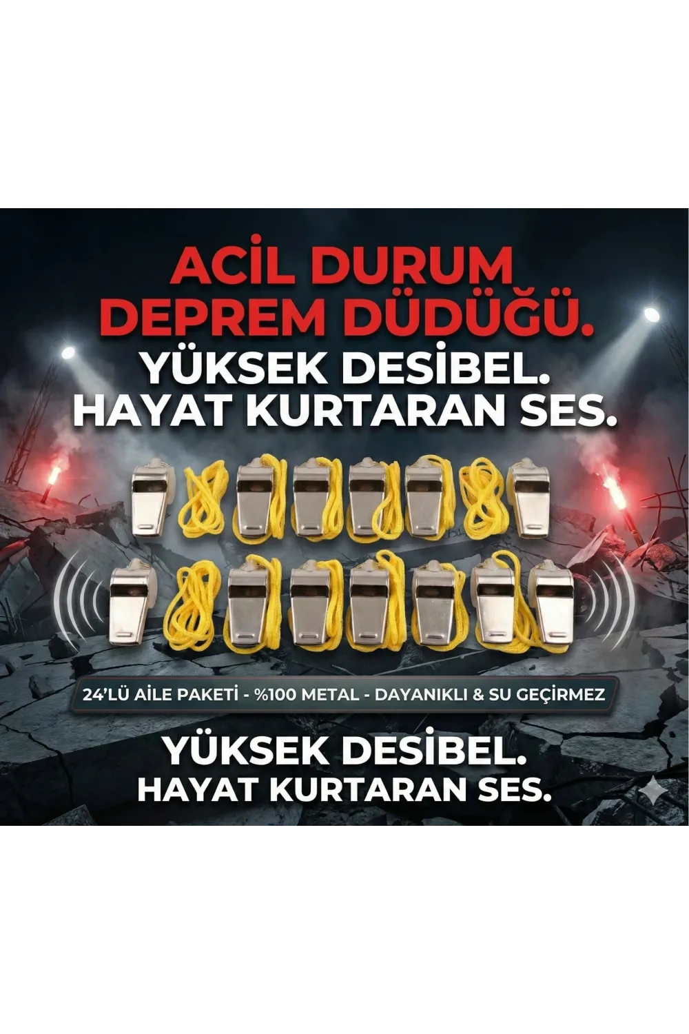 Metal Ipli Hakem Ve Deprem Düdüğü (24lü)
